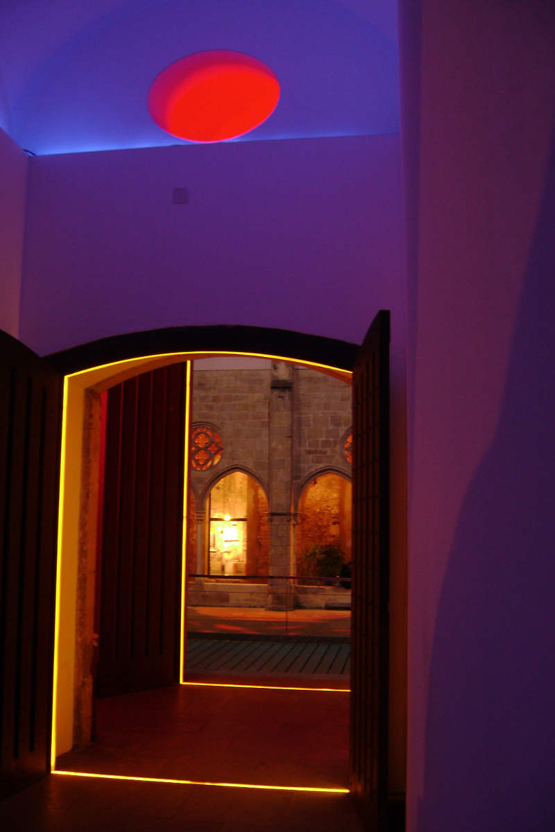 The neon installation imbues a lustrous calm, inviting monk-like contemplation